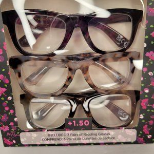 3 Pair - Betsey Johnson Reading Glasses +1.50 Strength
